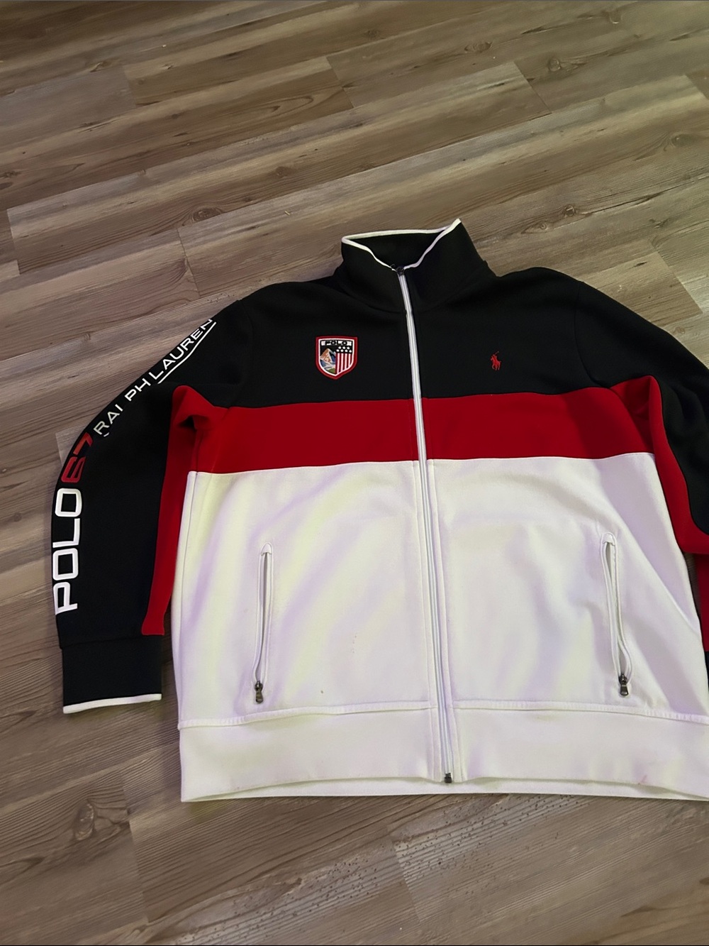 Polo by Ralph Lauren Black, Red & White Block Track Jacket